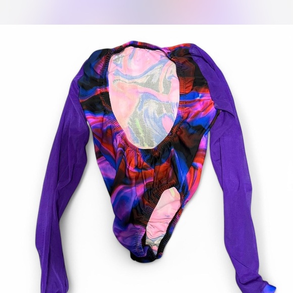 Blue and Green Bodysuit with Halter Neck and Cutout Detail - Picture 3 of 5